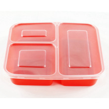 Recipiente de comida desechable de plástico de 3 compartimientos de microondas, cajas de almuerzo caja de bento para niños y adultos aprobado por la FDA
